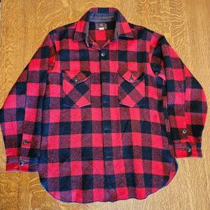 Johnson Woolen Mills Wool Buffalo Plaid Flannel Button Down Shirt